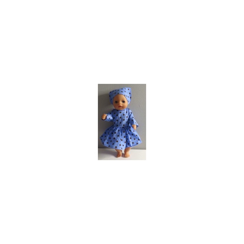 jurk blauw stippen baby born little 36cm