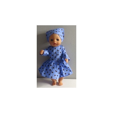 jurk blauw stippen baby born little 36cm