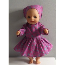jurk hard roze met sterren groen baby born little 36cm
