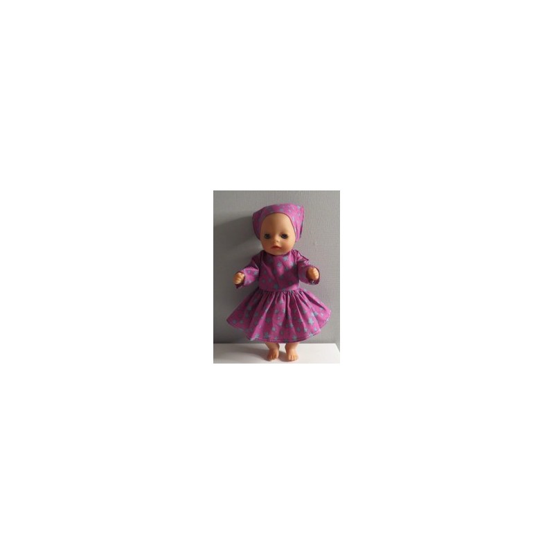 jurk hard roze met sterren groen baby born little 36cm