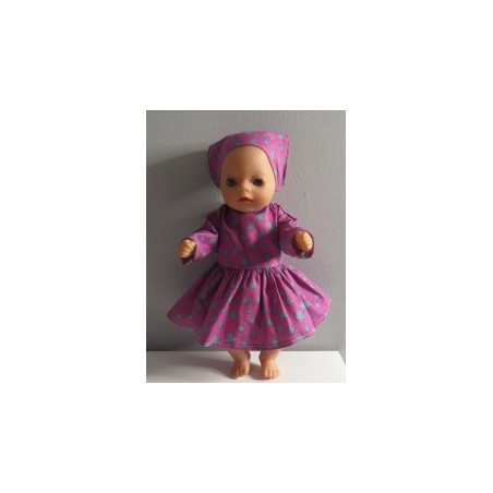 jurk hard roze met sterren groen baby born little 36cm