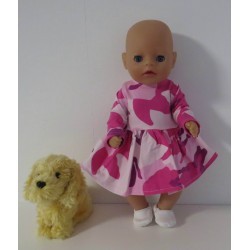 jurk roze leger print baby born little 36cm