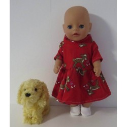 jurk rood hertje baby born little 36cm