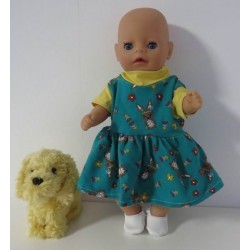 jurk groen konijnen baby born little 36cm