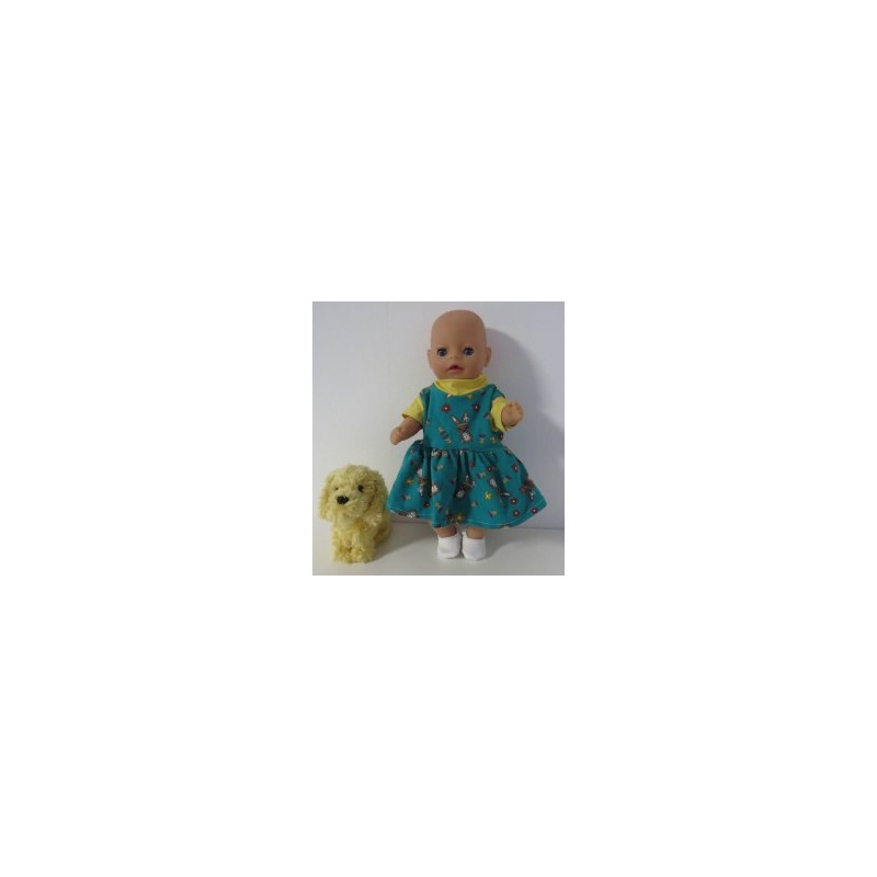 jurk groen konijnen baby born little 36cm