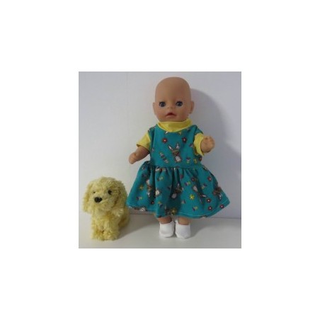 jurk groen konijnen baby born little 36cm