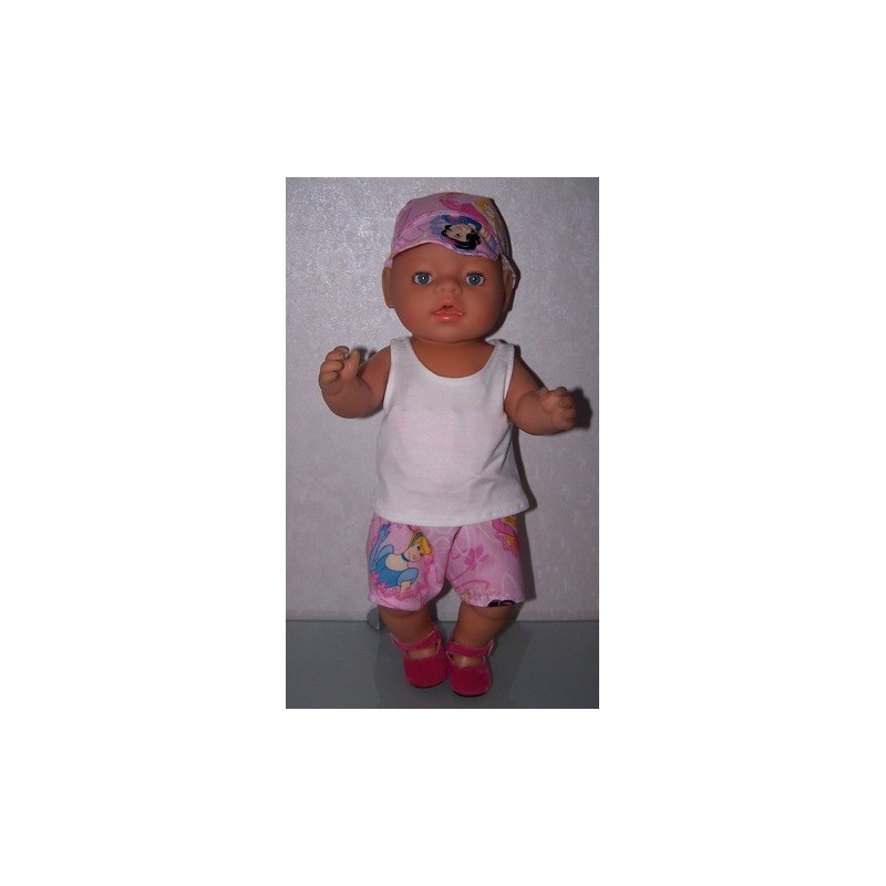 korte broek set disney prinsessen roze baby born 43cm