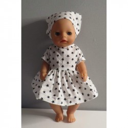 jurk met zwarte sterren baby born little 36cm