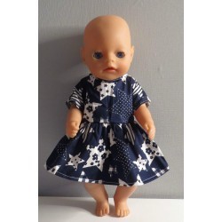 jurk blauw met sterren groot baby born little 36cm