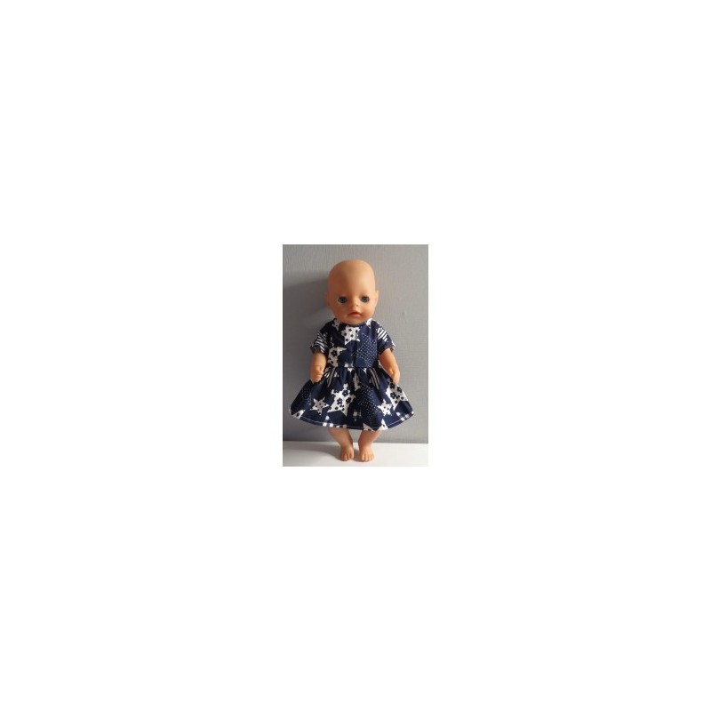 jurk blauw met sterren groot baby born little 36cm