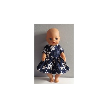 jurk blauw met sterren groot baby born little 36cm