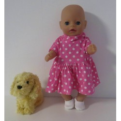 jurk roze polka dots baby born little 36cm