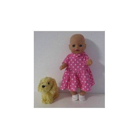 jurk roze polka dots baby born little 36cm