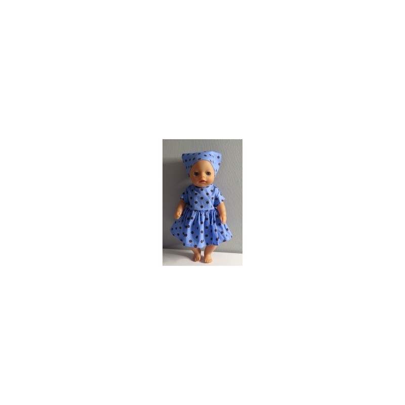 jurk blauw met stippen baby born little 36cm