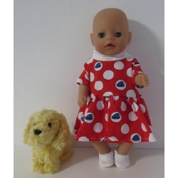 jurk rood polka dots baby born little 36cm