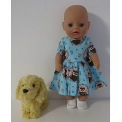 jurk blauw uilen baby born little 36cm
