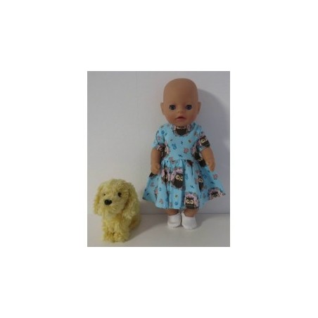 jurk blauw uilen baby born little 36cm