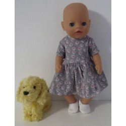 jurk grijs bloemen baby born little 36cm