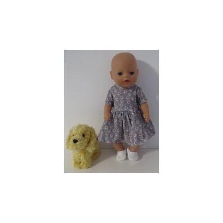 jurk grijs bloemen baby born little 36cm