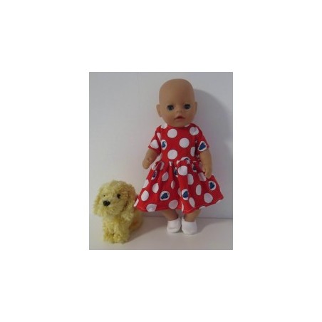 jurk rood polka dots baby born little 36cm