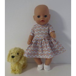 jurk blauw bloemen baby born little 36cm