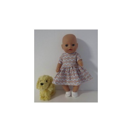 jurk blauw bloemen baby born little 36cm