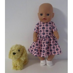 jurk roze bloemen baby born little 36cm