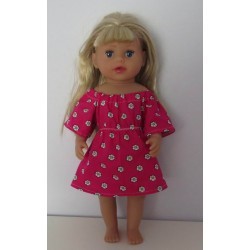 bootjurk hard roze met bloemen baby born little 36cm