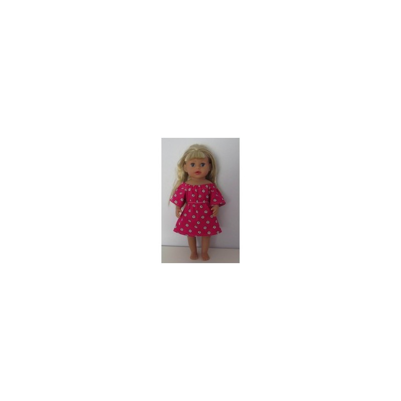 bootjurk hard roze met bloemen baby born little 36cm