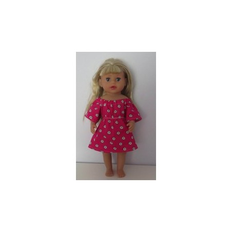 bootjurk hard roze met bloemen baby born little 36cm