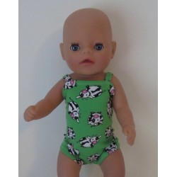 luxe romper groen koeien  baby born little 36cm