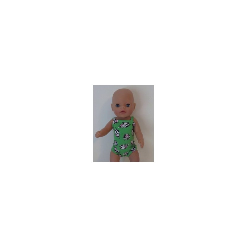 luxe romper groen koeien  baby born little 36cm