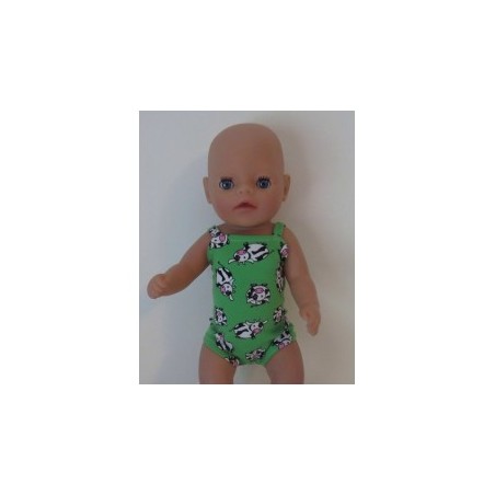 luxe romper groen koeien  baby born little 36cm
