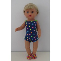 luxe romper blauw bloemen baby born little 36cm