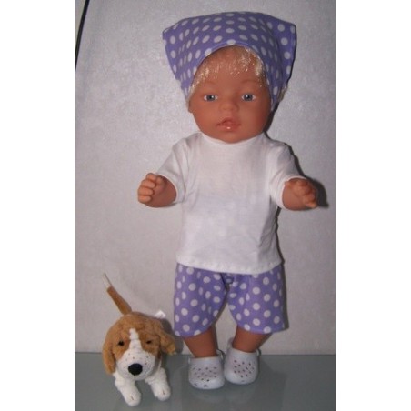 korte broek set lila polka dots baby born 43cm