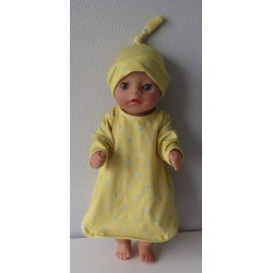 nachtjapon geel stippen baby born little 36cm