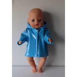 regenjas aqua blauw  baby born little 36cm
