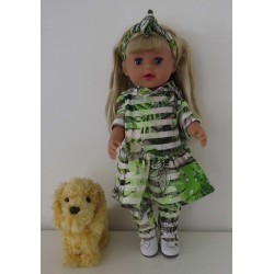 capuchonjurk setje groen bloemen  baby born little 36cm