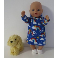 hoodiejurk blauw regenboog   baby born little 36cm