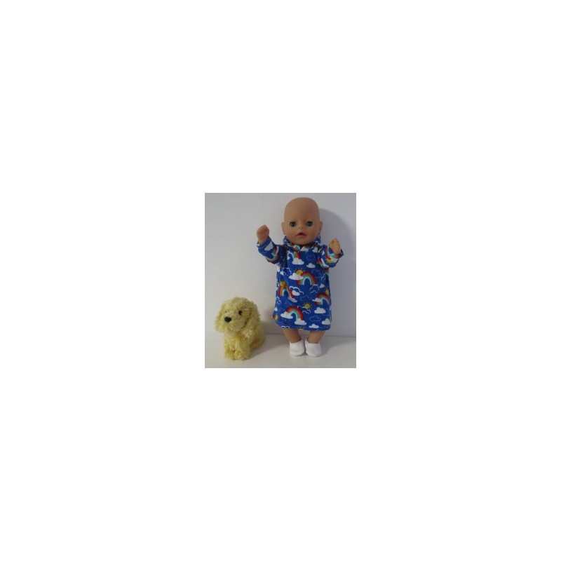 hoodiejurk blauw regenboog   baby born little 36cm
