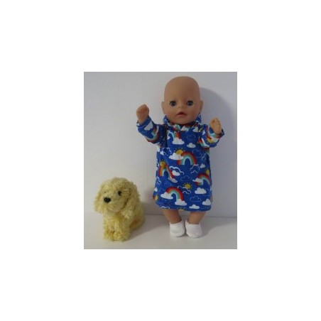 hoodiejurk blauw regenboog   baby born little 36cm