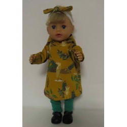 hoodiejurk set oker geel stokstaartje  baby born little 36cm