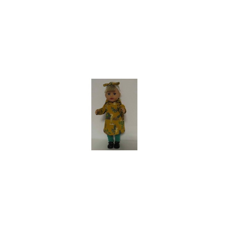 hoodiejurk set oker geel stokstaartje  baby born little 36cm