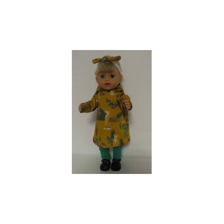 hoodiejurk set oker geel stokstaartje  baby born little 36cm