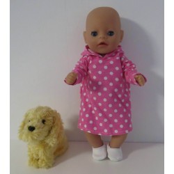 hoodiejurk roze polka dots  baby born little 36cm