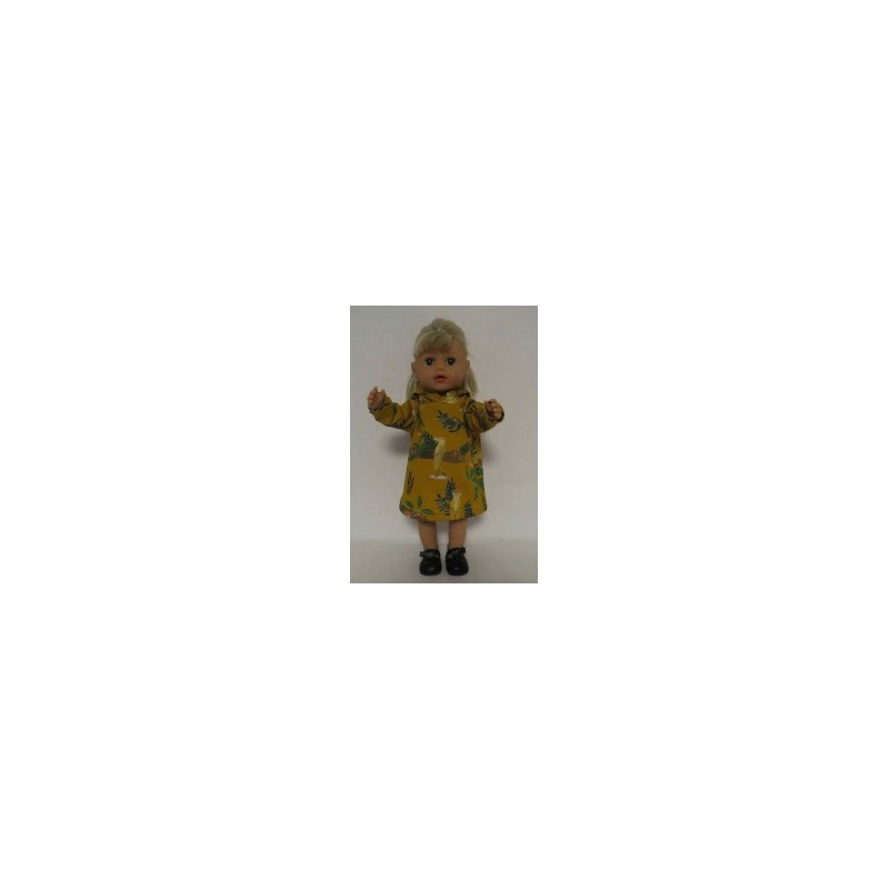 hoodiejurk oker geel stokstaartje baby born little 36cm