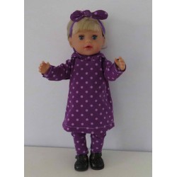hoodiejurk set paars stippen  baby born little 36cm
