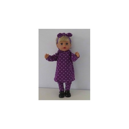 hoodiejurk set paars stippen  baby born little 36cm
