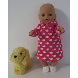 hoodiejurk hard roze met walvissen  baby born little 36cm