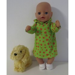 hoodiejurk  groen aardbeien baby born little 36cm